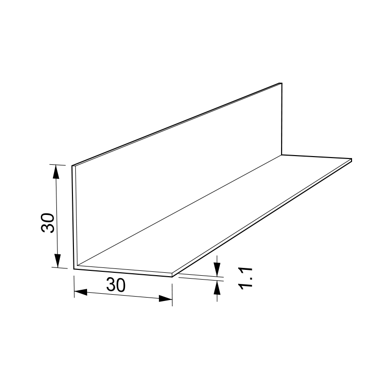 L-SHAPE ALUMINUM PROFILE 30x30 / ANODISED L-SHAPE ALUMINIUM PROFILES